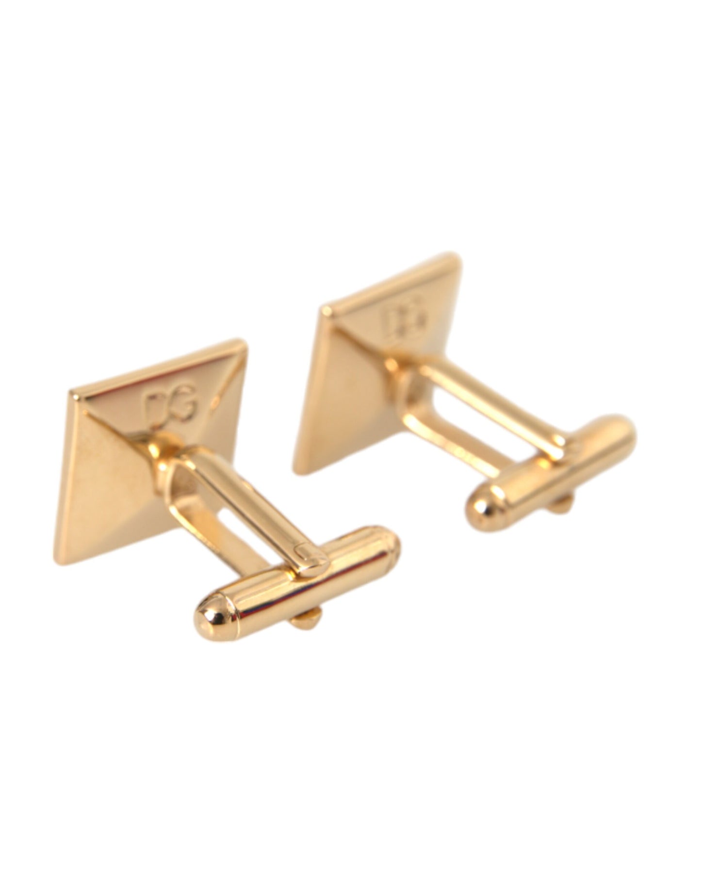 Dolce & Gabbana Gold Plated Brass Crystal Square Pin Cufflinks