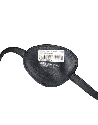 Dolce & Gabbana Black Calfskin Leather Metal DG Logo Eye Patch