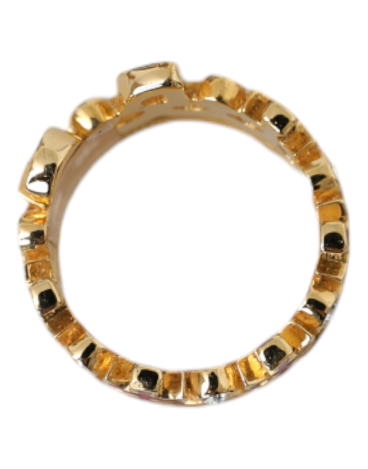 Dolce & Gabbana Gold Tone BrassCrystal Enamel DG CROWN Statement Ring