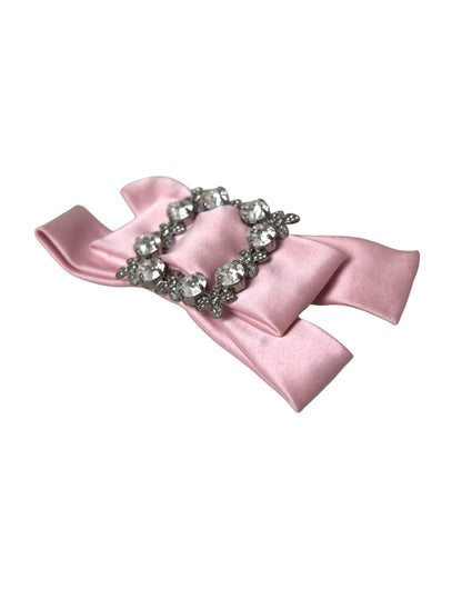 Dolce & Gabbana Pink Satin Crystal Jewelry Brooch Hair Pin