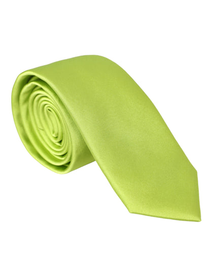 Dolce & Gabbana Green Solid Silk Adjustable Tie Men