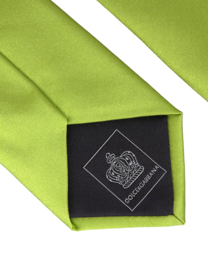 Dolce & Gabbana Green Solid Silk Adjustable Tie Men