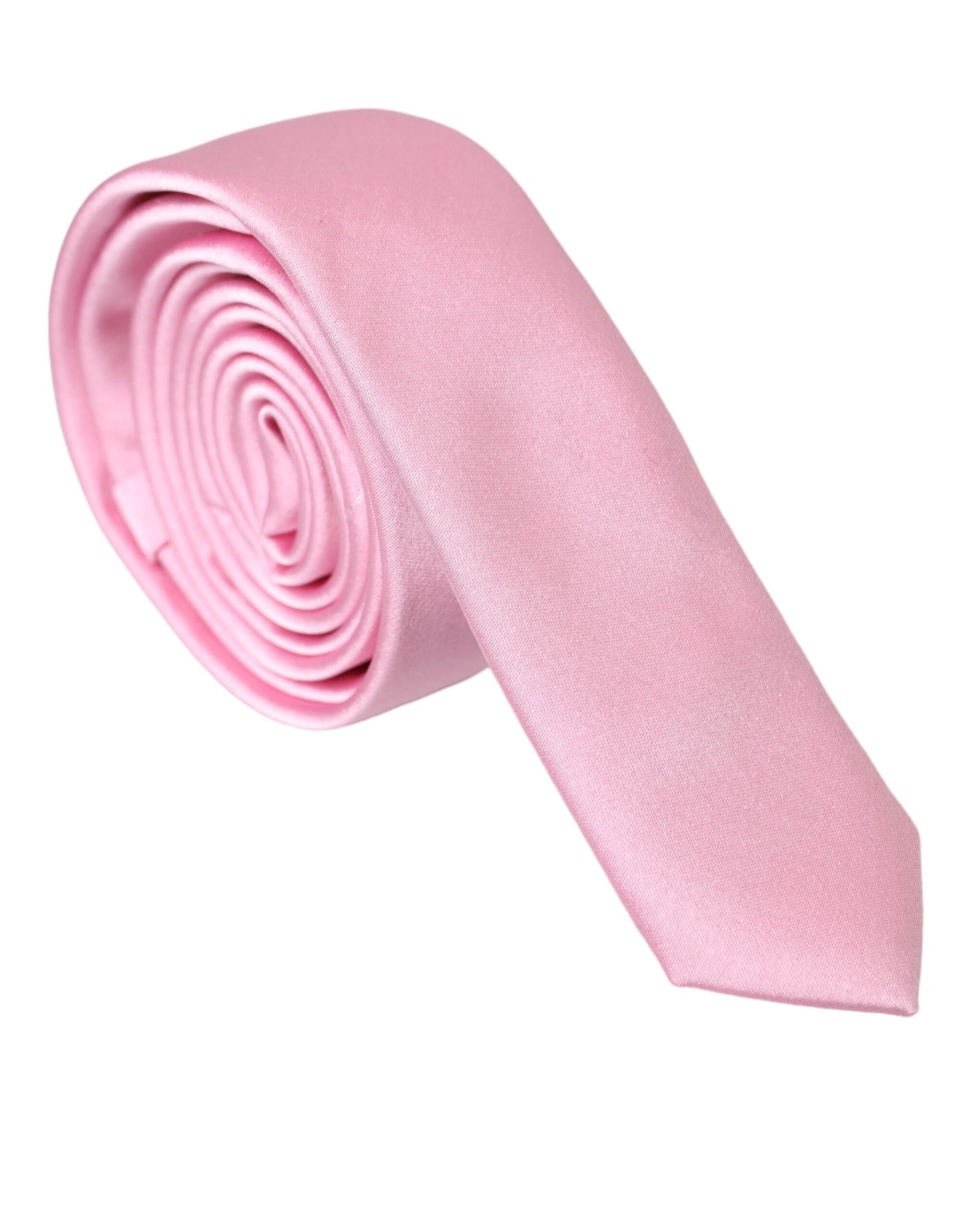 Dolce & Gabbana Pink Solid Silk Adjustable Tie Men