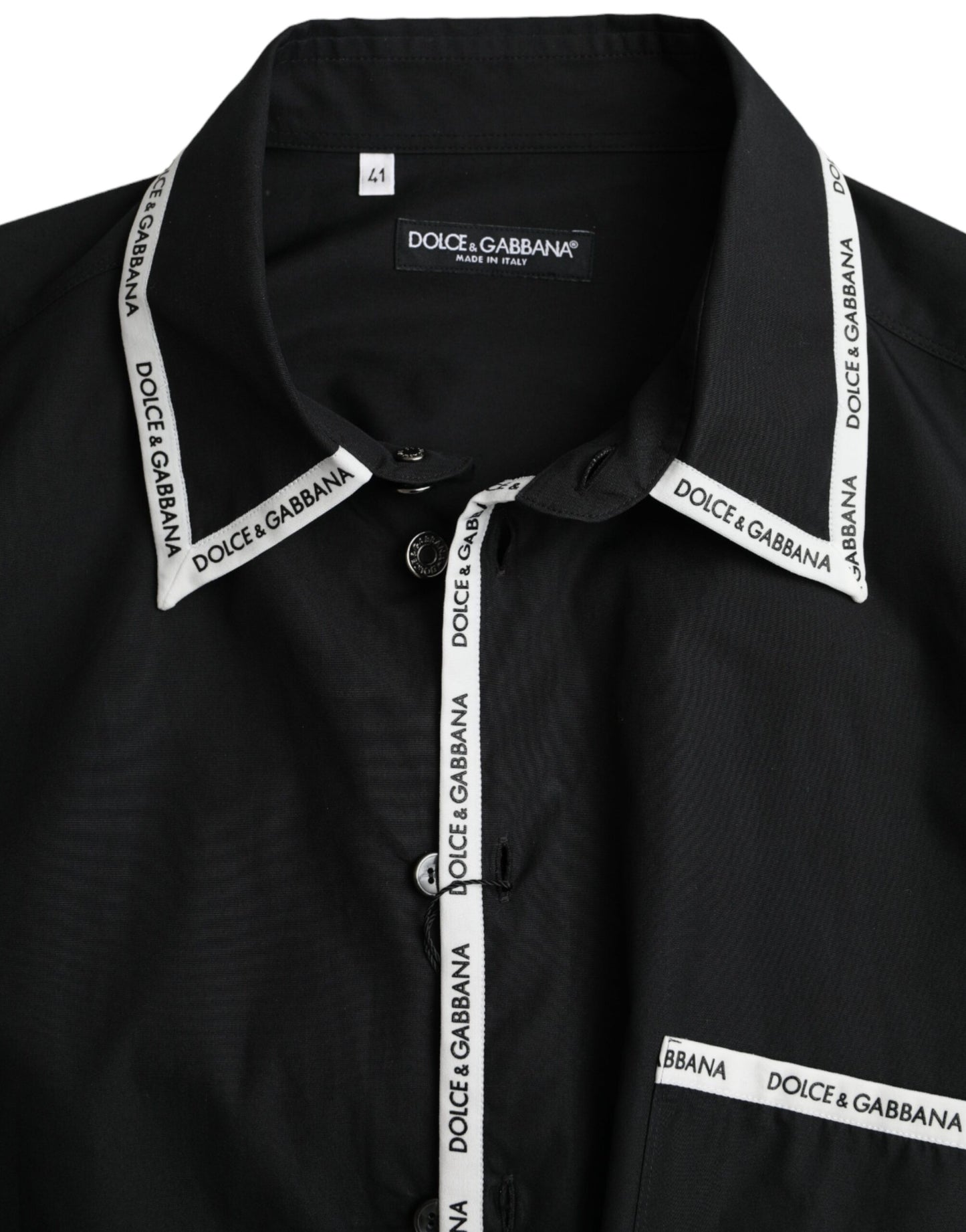 Dolce & Gabbana Black Collared Long Sleeve Cotton Casual Shirt