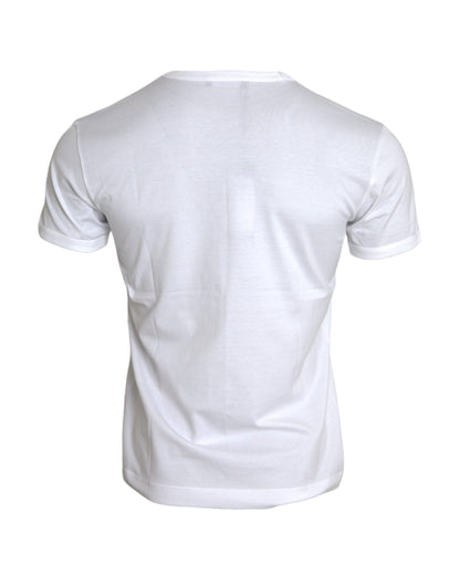 Dolce & Gabbana White Cotton Round Neck Short Sleeve T-shirt