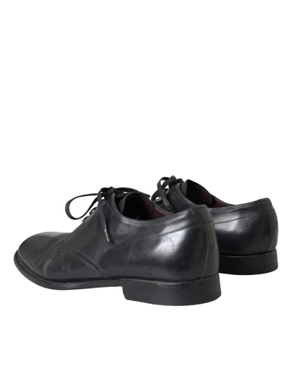 Dolce & Gabbana Black Leather Derby Formal Dress Men Shoes