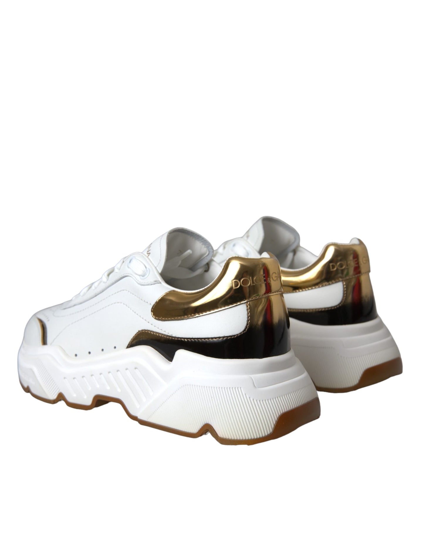 Dolce & Gabbana White Gold DAYMASTER Leather Sneakers Shoes