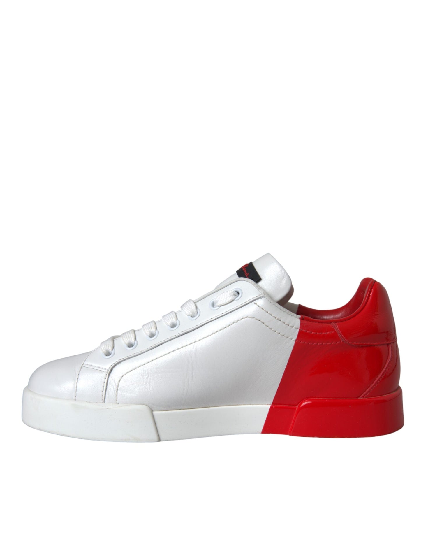 Dolce & Gabbana White Red Leather Logo Low Top Sneakers Shoes