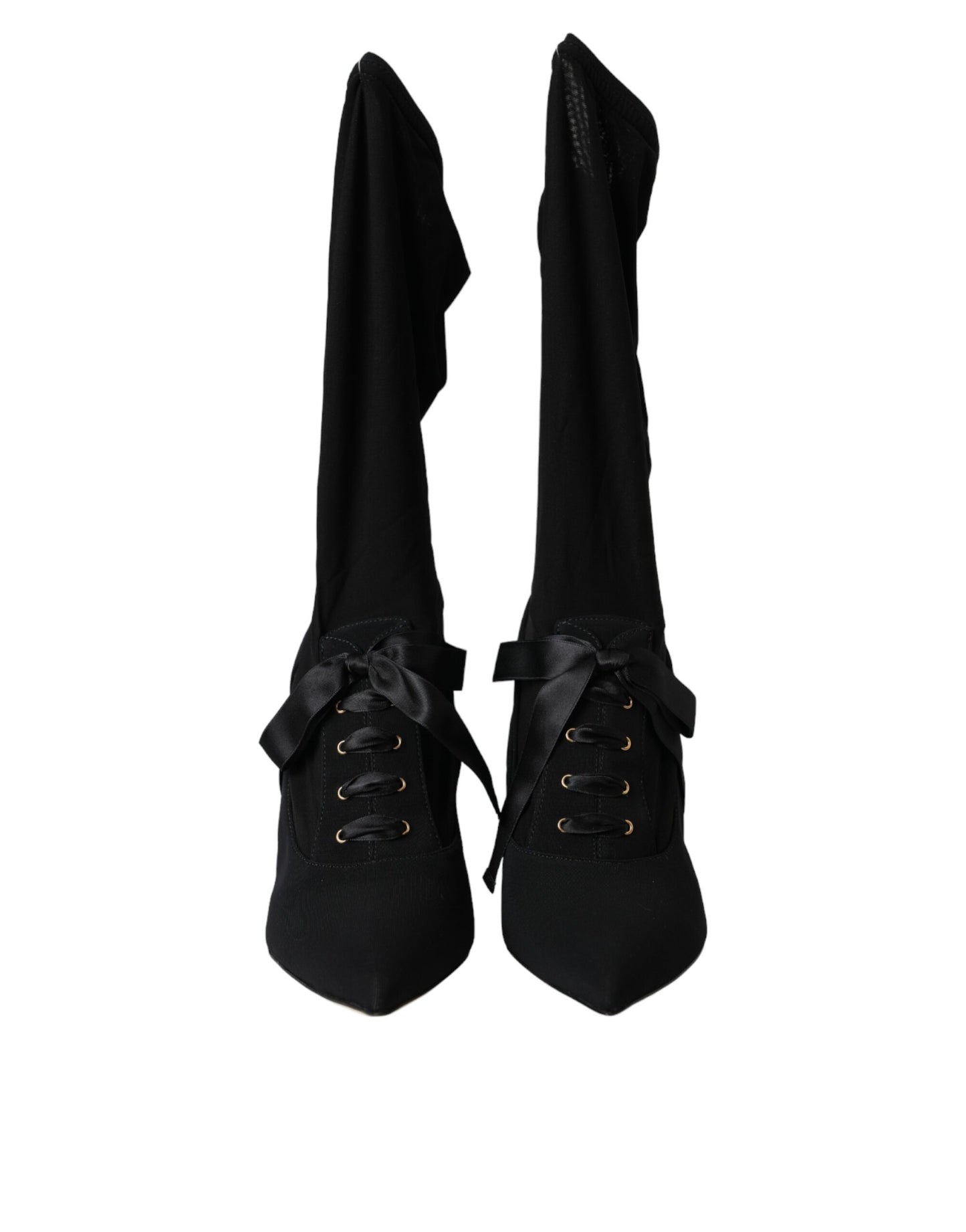 Dolce & Gabbana Black Stiletto Heels Mid Calf Boots Shoes