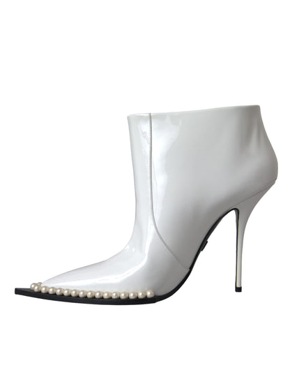 Dolce & Gabbana White Pearl Leather Pumps Heels Boots Shoes