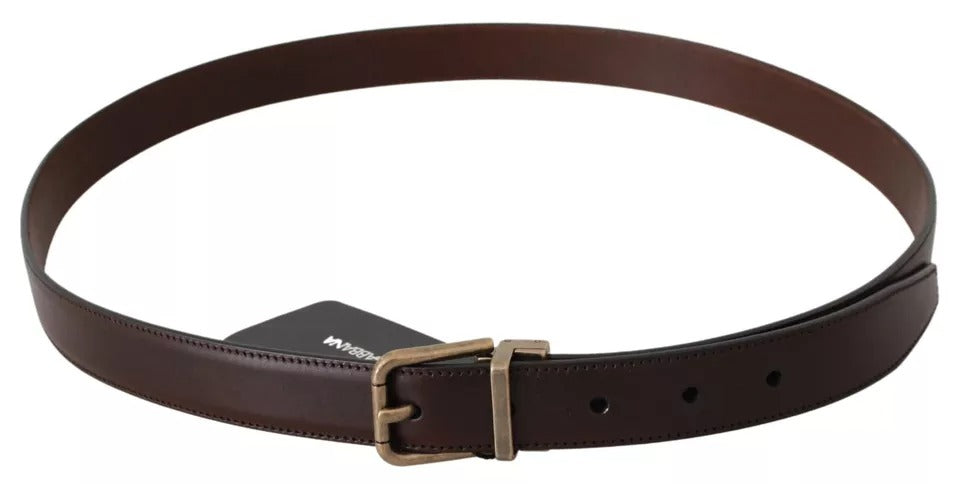 Dolce & Gabbana Brown Leather Gold Buckle Men Belt