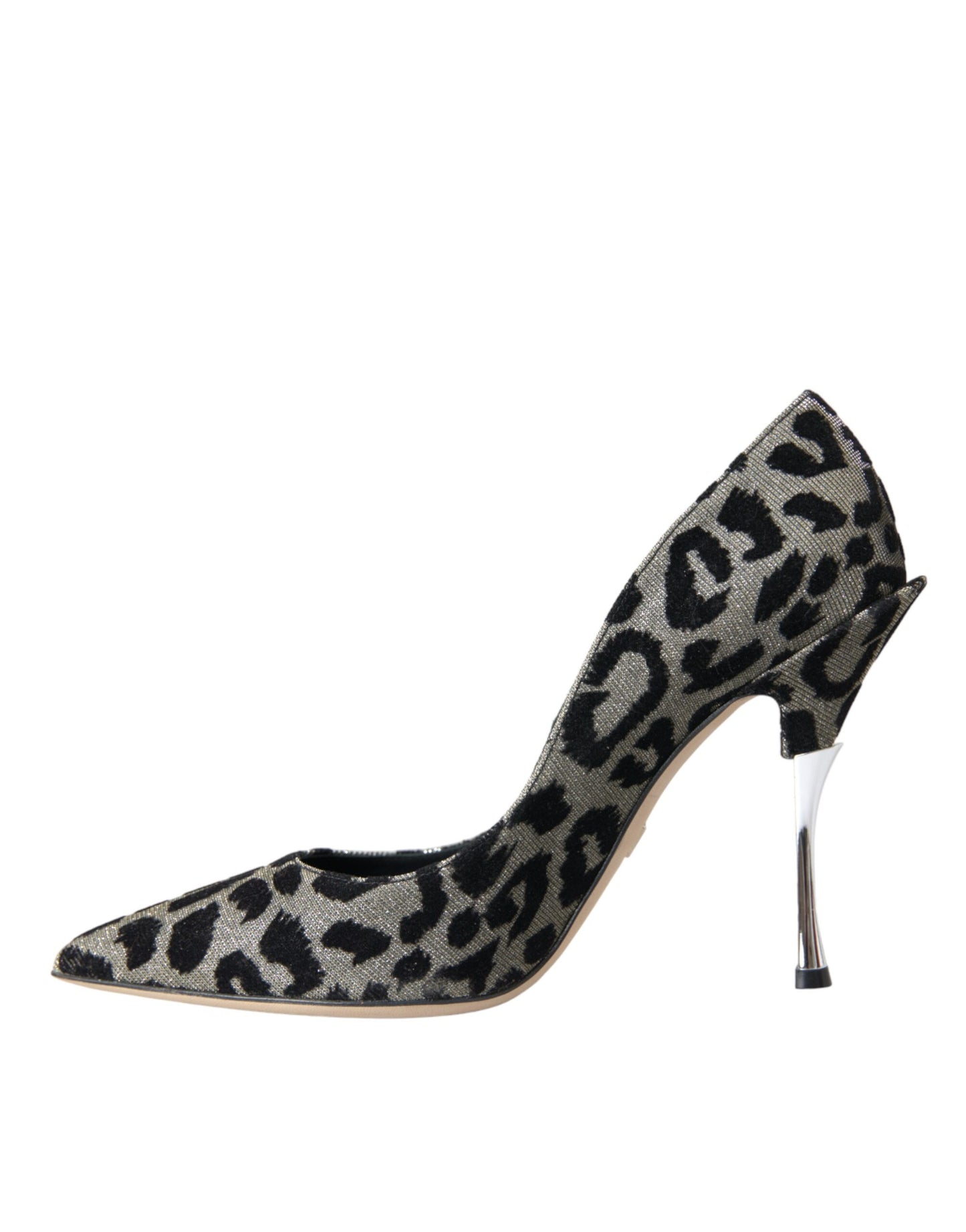 Dolce & Gabbana Silver Black Leopard Lurex Heels Pumps Shoes