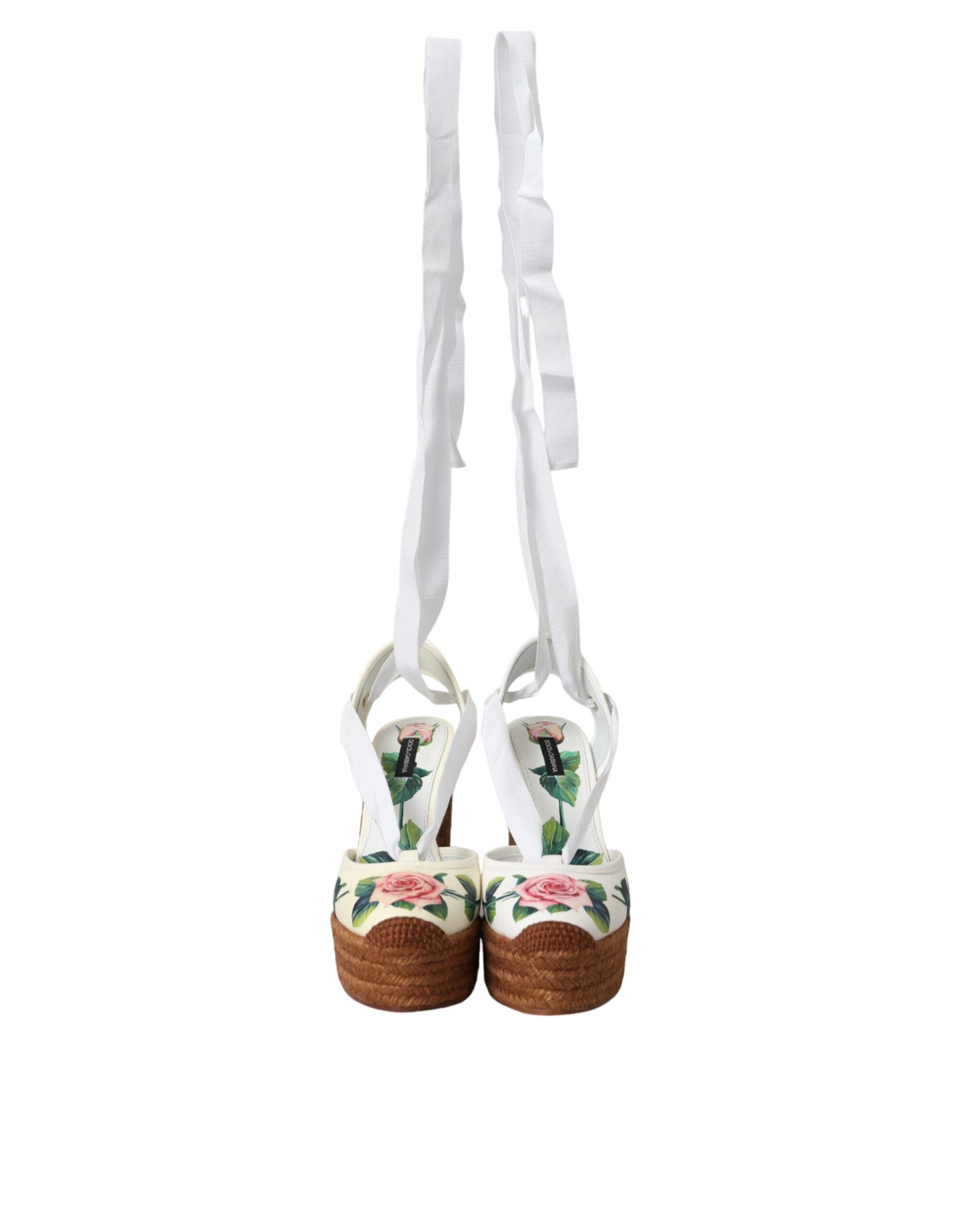 Dolce & Gabbana White Floral Wedge Heels Sandals Shoes