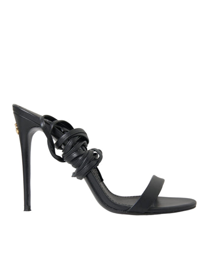 Dolce & Gabbana Black Suede Strap Sandals Stilettos Shoes