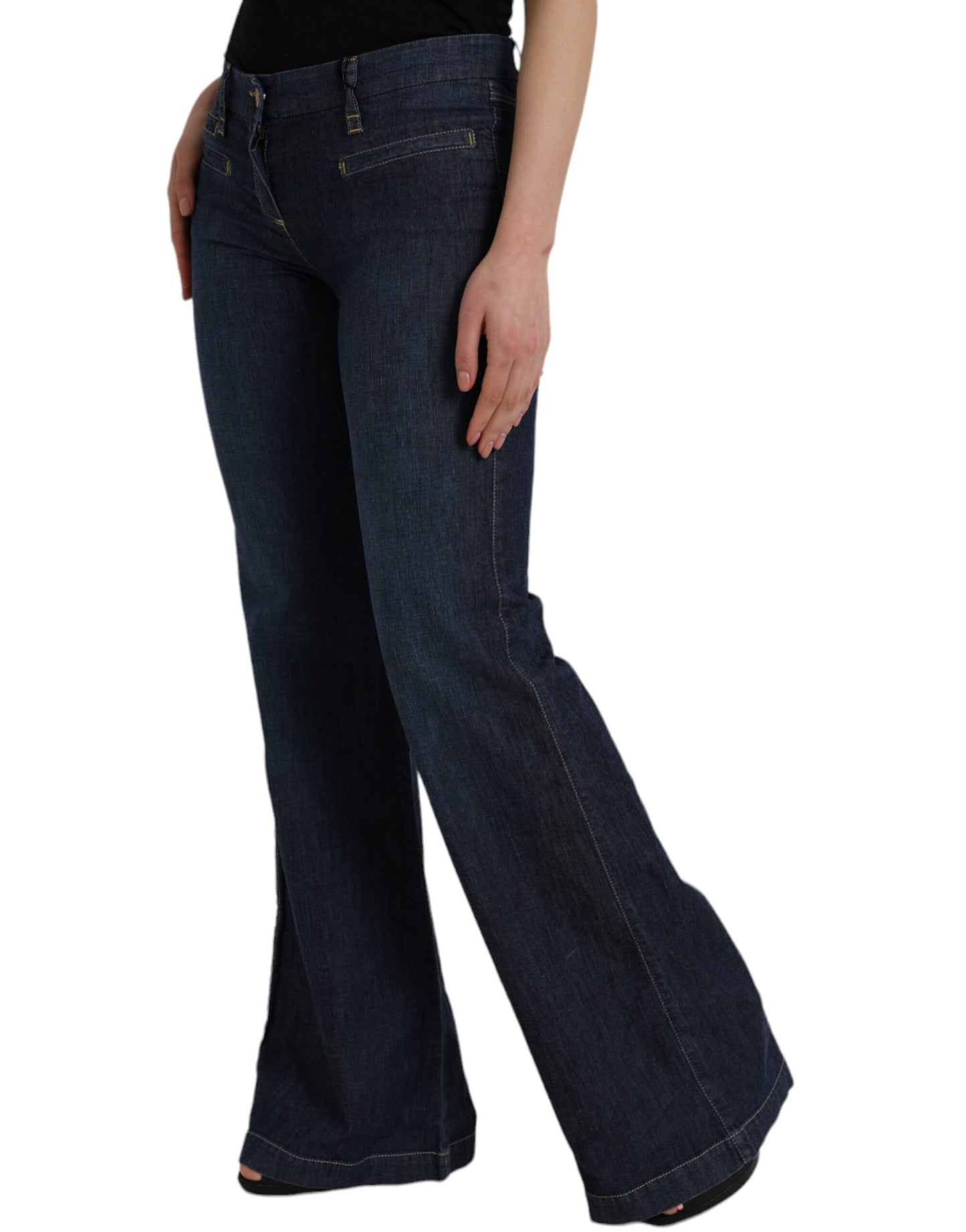 PLEIN SUD Dark Blue Cotton Bootcut Denim Jeans