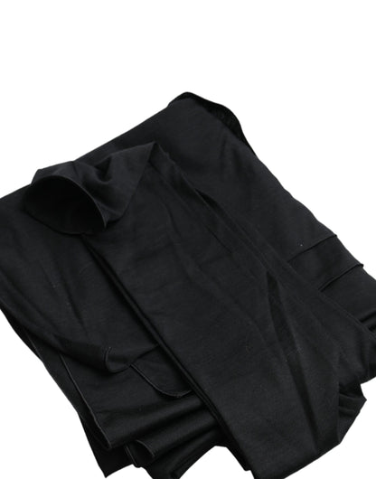 Dolce & Gabbana Black Wool Cutout Asymmetric Long Sleeve Top