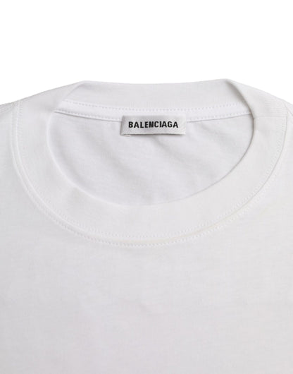 Balenciaga White Cotton Crew Neck Short Sleeves Tee T-shirt