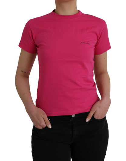 Balenciaga Pink Cotton Crew Neck Short Sleeves Tee Top T-shirt