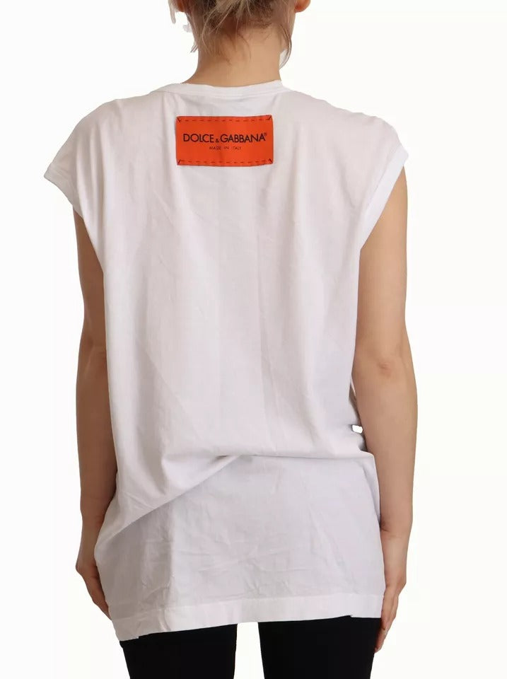 Dolce & Gabbana White L'AMORE Cotton Sleeveless Tank Top T-shirt