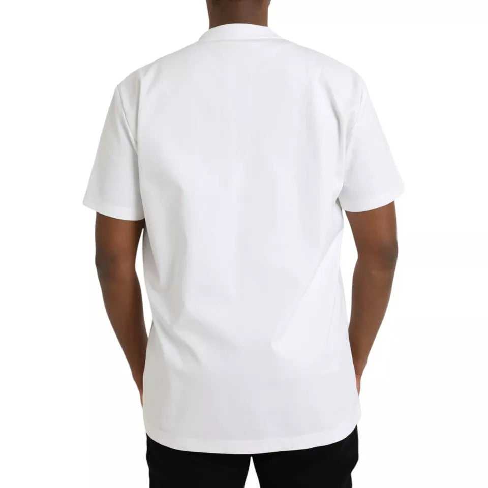 Dolce & Gabbana White Logo Embossed Cotton Crewneck T-shirt