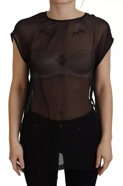 Dolce & Gabbana Black Mesh Transparent Blouse Pullover Top