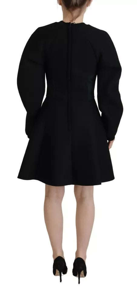 Dolce & Gabbana Black Long Sleeves A-line Mini Cotton Dress