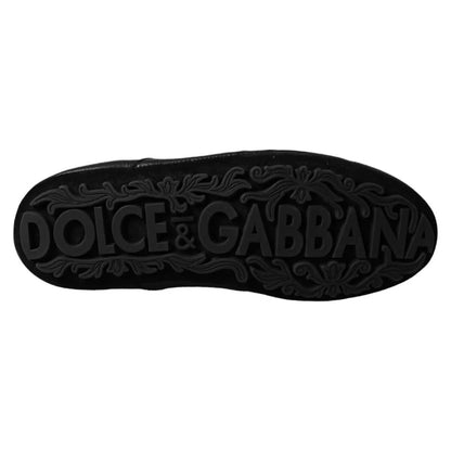 Dolce & Gabbana Black Leather Crown Low Top Sneakers Men Shoes