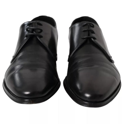 Dolce & Gabbana Black Leather Derby Formal Dress Men Shoes