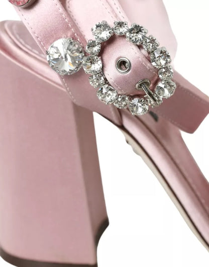 Dolce & Gabbana Pink Turkey Feather Crystal Sandals Shoes