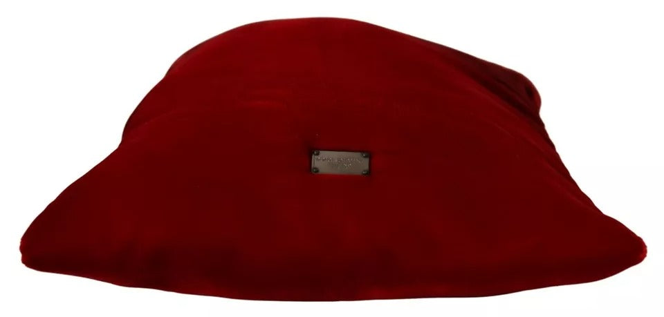 Dolce & Gabbana Red Velvet Logo Plaque Women Pouch Bag