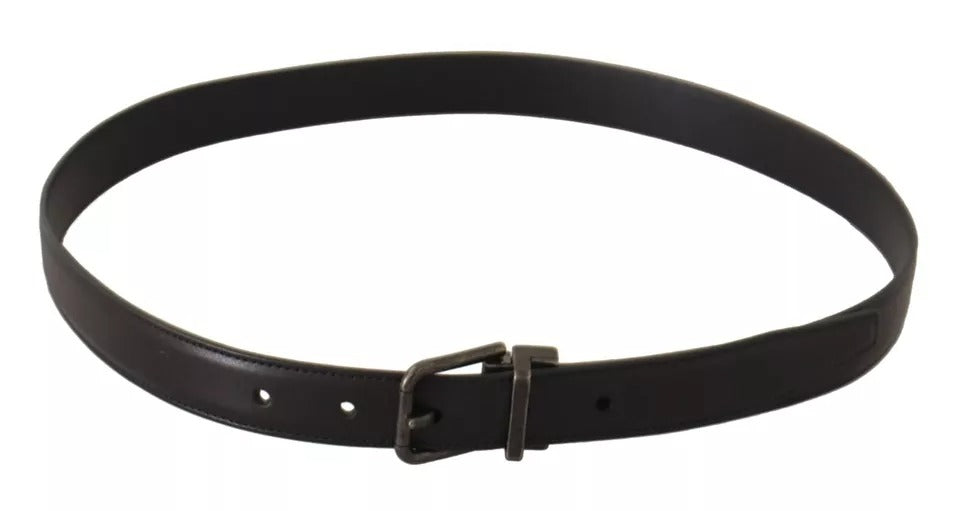 Dolce & Gabbana Black Calf Leather Antique Buckle Men Belt