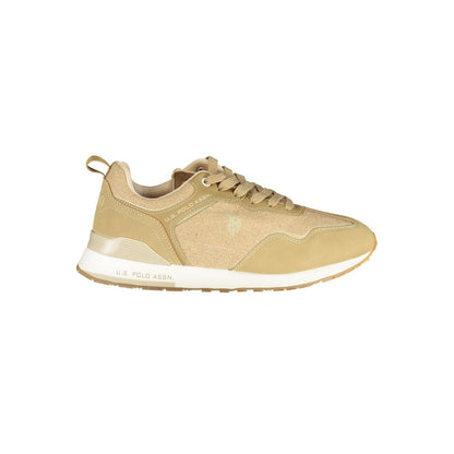 U.S. POLO ASSN. Contrast Lace-Up Sports Sneakers in Beige