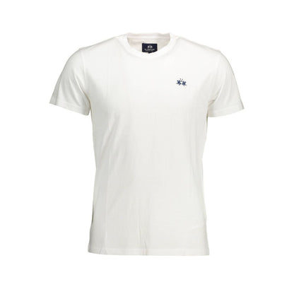 La Martina Elegant White Embroidered Tee for Men