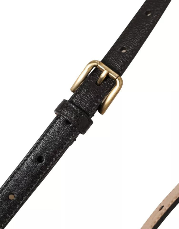 Dolce & Gabbana Dark Brown Leather Gold Metal Buckle Women Belt