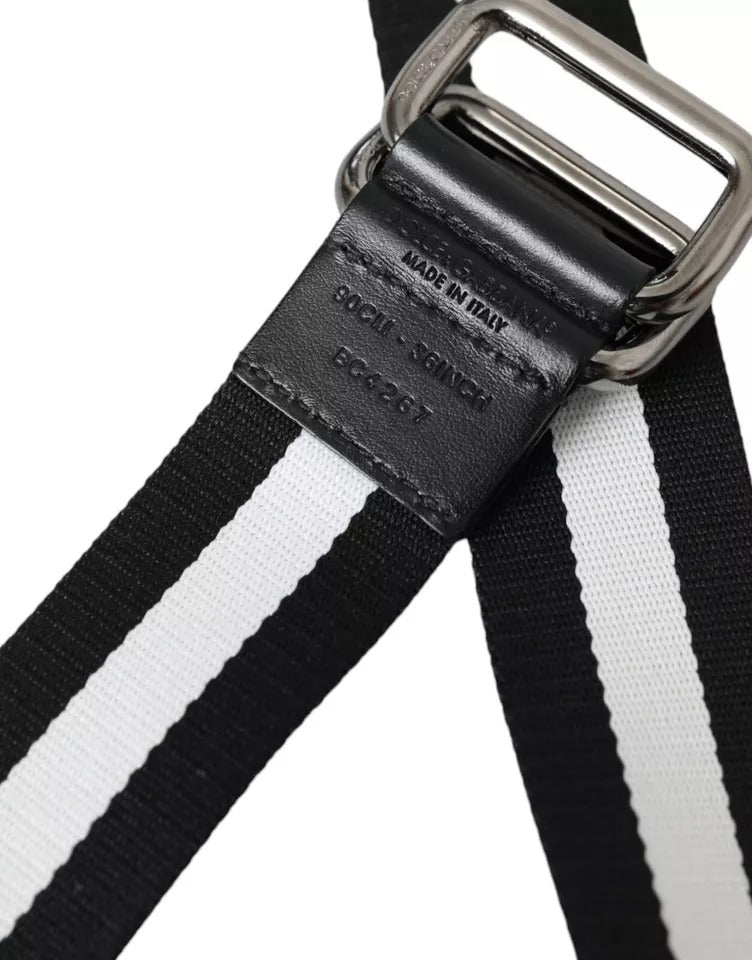 Dolce & Gabbana Orange Canvas Logo Print Metal Buckle Men Belt