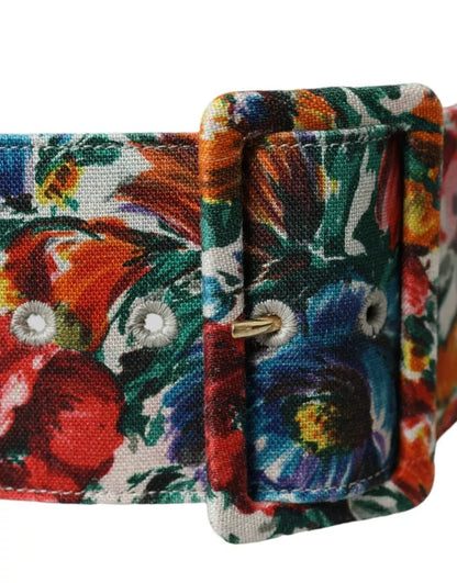 Dolce & Gabbana Multicolor Carretto Fabric Wide Waist Belt