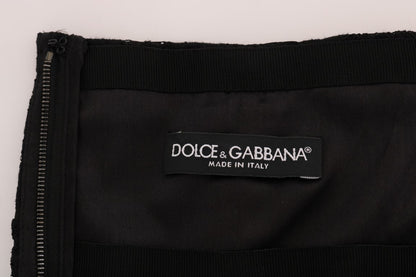 Dolce & Gabbana Black Floral Cutout 레이스 A- 라인 스커트