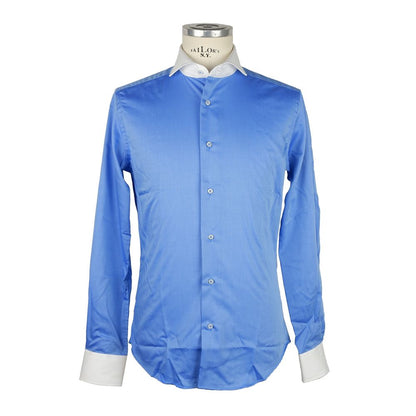 Made in Italy Elegant Contrast Collar Cotton Shirt