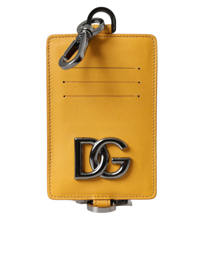 Dolce & Gabbana Orange Calf Leather Credit Card Holder Clip On Wallet