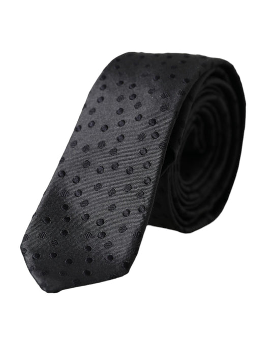 Dolce & Gabbana Black Polka Dot Silk Adjustable Men Tie