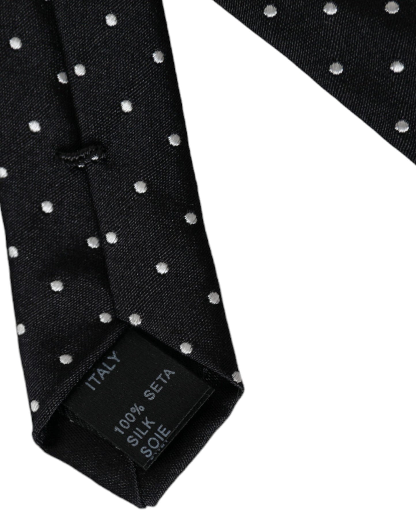 Dolce & Gabbana Black Polka Dot Silk Skinny Adjustable Men Tie