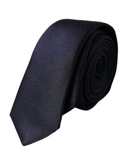 Dolce & Gabbana Dark Blue Solid Silk Adjustable Men Tie