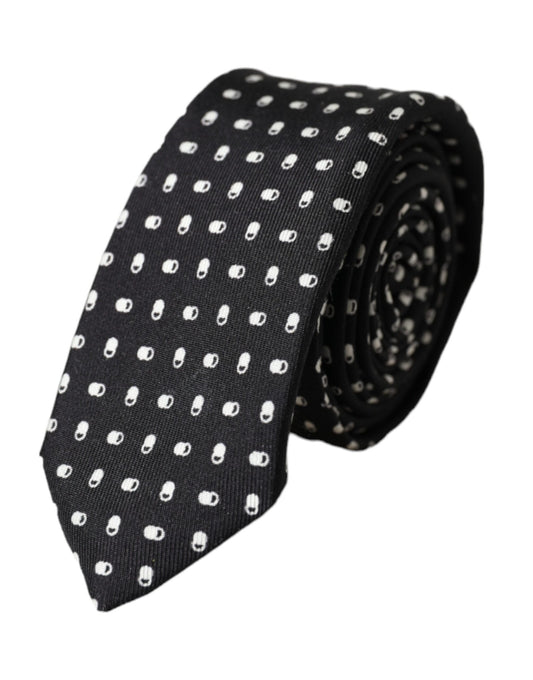 Dolce & Gabbana Black Patterned 100%Silk Adjustable Tie