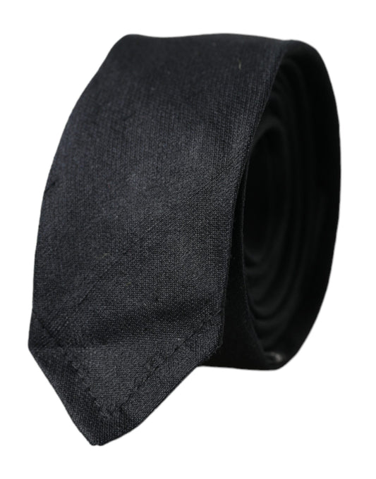 Dolce & Gabbana Black Solid 100% Silk Adjustable Tie