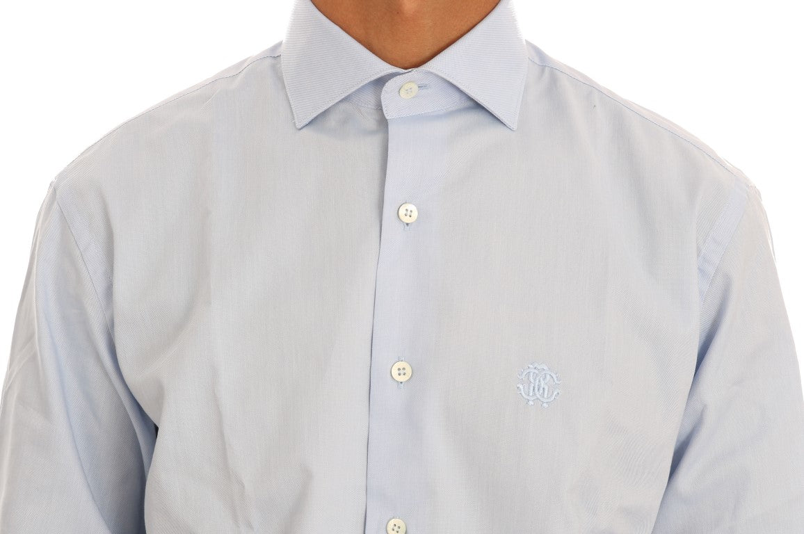 Cavalli Light Blue Cotton Dress Shirt