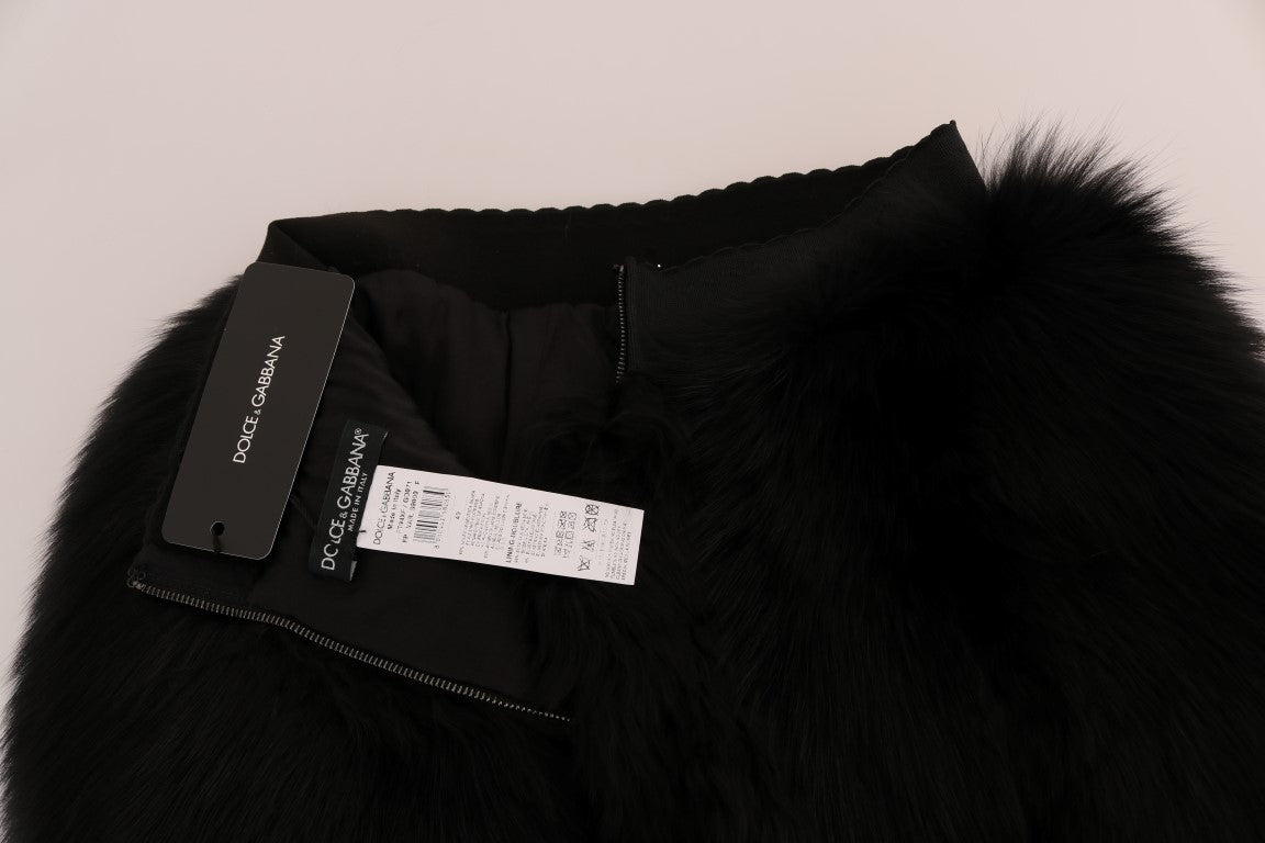 Dolce & Gabbana Black Lamb Fox Fur 미니 핫 팬츠