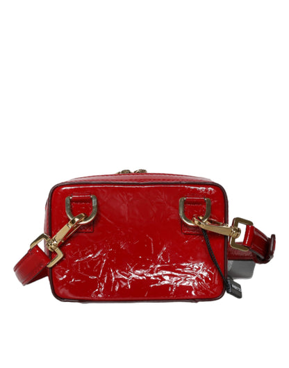 Dolce & Gabbana Red Leather Logo Plaque Waist Fanny Pack Women Bag