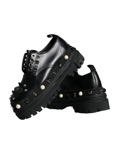 Dolce & Gabbana Black Trekking Studded Derby Sneakers Shoes