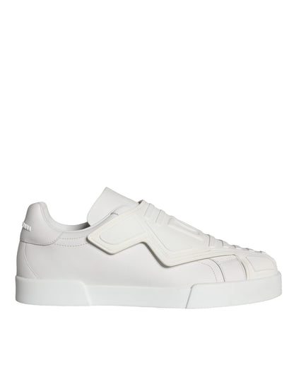 Dolce & Gabbana White Leather Slip On Low Top Sneakers Shoes