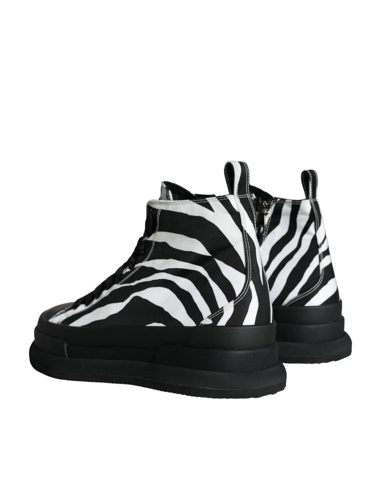 Dolce & Gabbana Black White Zebra High Top Men Sneaker Shoes